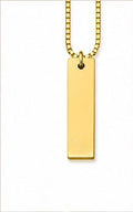 Gold Long Bar Engraved Necklace