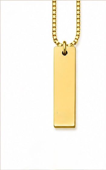 Gold Long Bar Engraved Necklace